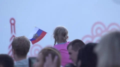 Girl with flag Stock Footage 49317767