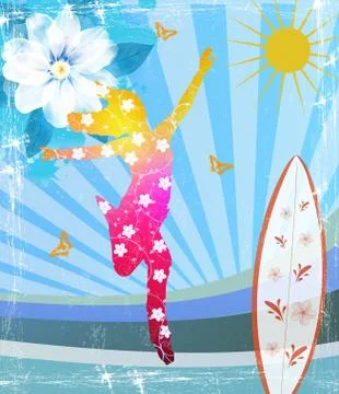 Girl flowers pattern Stock Illustration