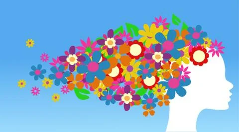 Girl flowers pattern Stock Illustration