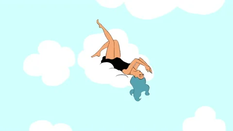 Girl flying on a cloud Stock Footage 141482260