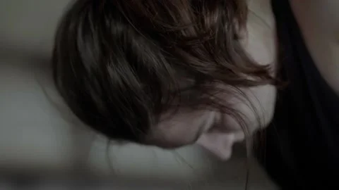 Girl is focused on doing the exercise Video stock 102547976