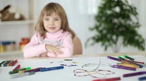 Girl with folded hands looking at camera Stock Footage 8975202