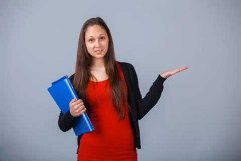 Girl with folder Stock Photos