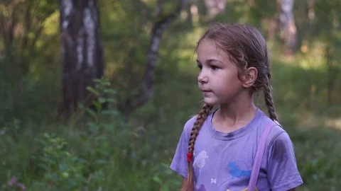 The girl in the forest Stock Footage 83967096