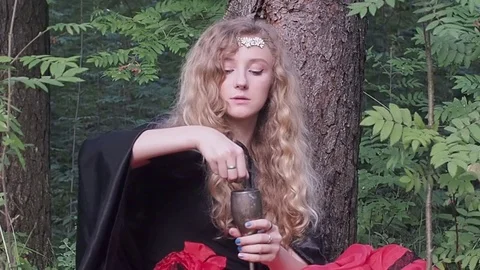 Girl in the forest Stock Footage 93238722