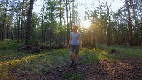 Girl in the forest Stock Footage 111430408