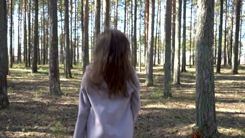 Girl in the forest Video stock 130872368