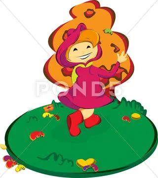 Girl in forest Vector Illustrations Stock Illustration