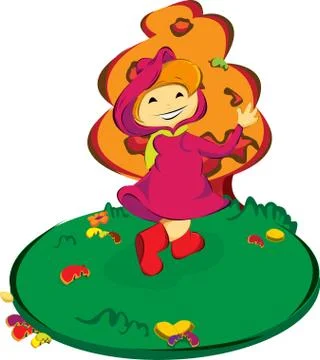 Girl in forest Vector Illustrations Stock Illustration