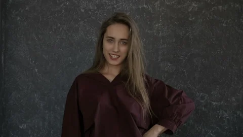 Girl is gesticulating "I like it!" Stock Footage 86587060