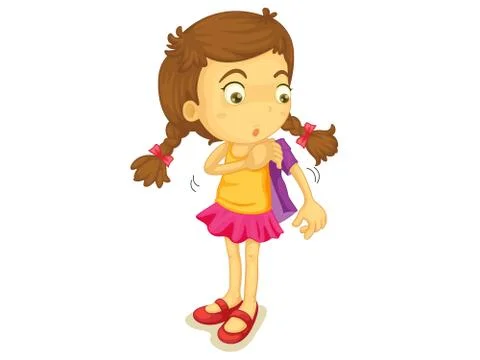 Girl getting dressed Stock Illustration