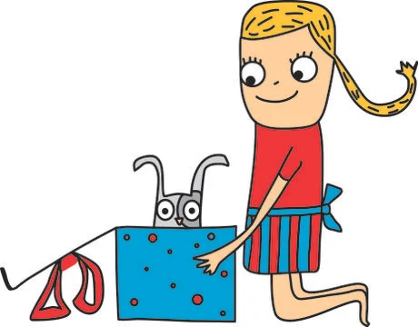 Girl getting a present Stock Illustration