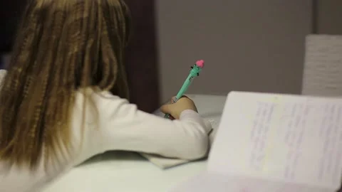 The girl is getting ready for school Stock Footage 155249790