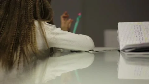 The girl is getting ready for school Stock Footage 155249792