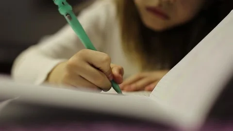 The girl is getting ready for school Stock Footage 155249986