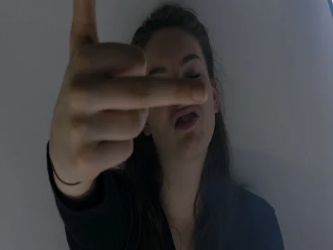 Girl Gives the Middle Finger Stock Footage