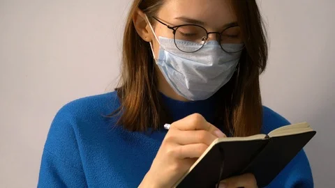 Girl glasses with notebook Video stock 120418210