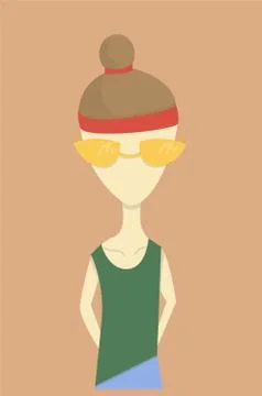 Girl with glasses stylized vector Stock Illustration