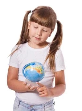 Girl with globe Stock Photos