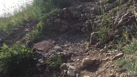 Girl goes down the mountain Stock-Footage 78791815