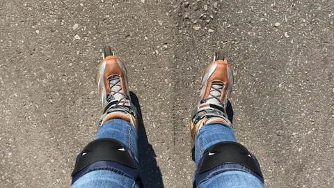 Girl goes rollerblading Stock Footage 113054193