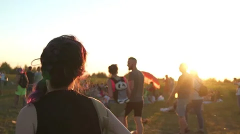 Girl going to the fest Stock Footage 65530499