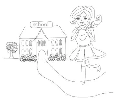 Girl going to school Ilustración de archivo