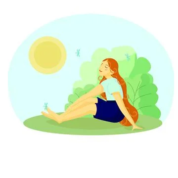 Girl on the grass Stock Illustration