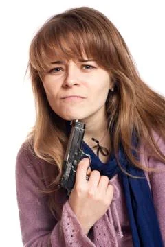 Girl with gun 스톡 사진