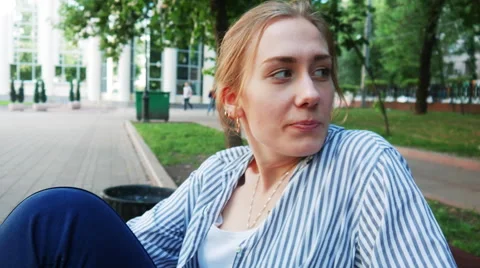 Girl Hamming in the Park Stock Footage 64836765