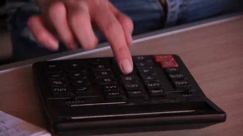 Girl hand calculator Video stock 80995722