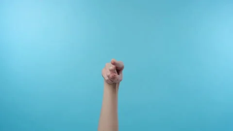 The girl hand points to the camera Stock Footage 171910142