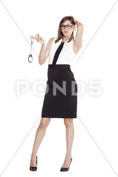 Girl with handcuffs Stock Photos
