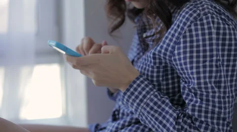 Girl Hands Using Phone Stock Footage 61521473