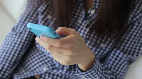 Girl Hands Using Phone Stock Footage 61521486