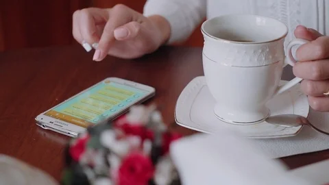 The girl has breakfast Stock Footage 72277202