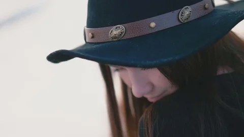 Girl in the hat Stock Footage 77412104