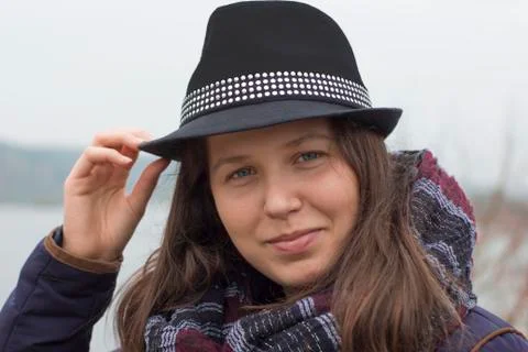 Girl with the hat Stock Photos