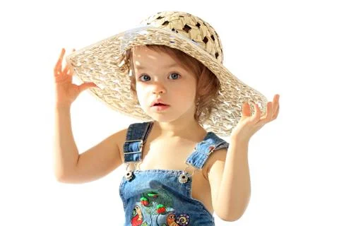 A girl is in a hat. Stock Photos