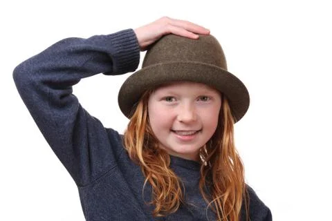 Girl with hat Stock Photos