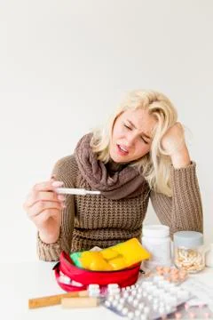 Girl having flu Stock Photos