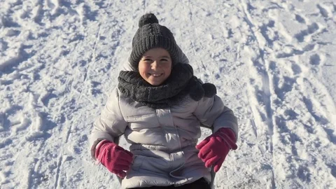 Girl Having Fun on Sledge 動画素材 70285382