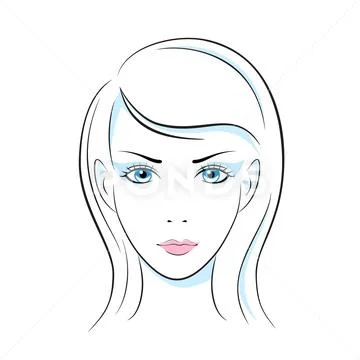 Girl head illustration. Eye, ear, hair, lips, neck Stock Illustration