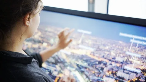 Girl in high tech cafe Video stock 87901848