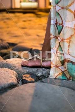 Girl historical streets Paraty, Rio de Janeiro, Brazil Stock Photos