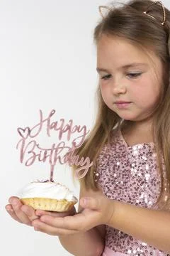 Girl hold birthday cake Stock Photos