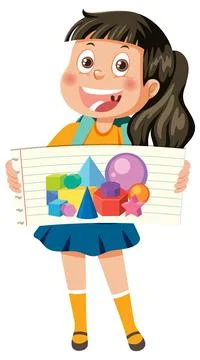 Girl holding geometry shape math Stock Illustration