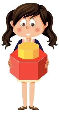 Girl holding math geometry shape Stock Illustration