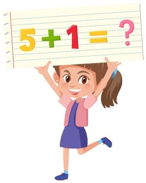 Girl holding maths problem イラスト素材