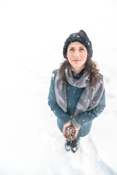 Girl holding Pine Cone Stock Photos